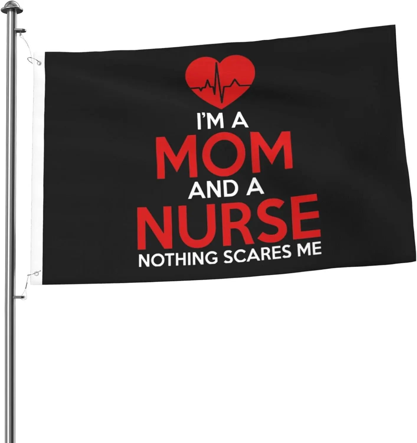 Flagnshow 100% Polyester I Am A Nurse And A Mom Nothing Scares Me Flag