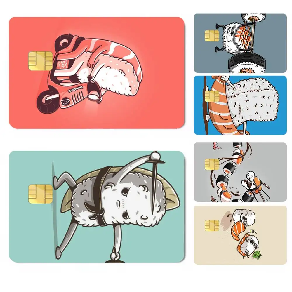 C-Cartoon-N Sushi Credit Card HD Stickers Easy to replace, change card style anytime as you like