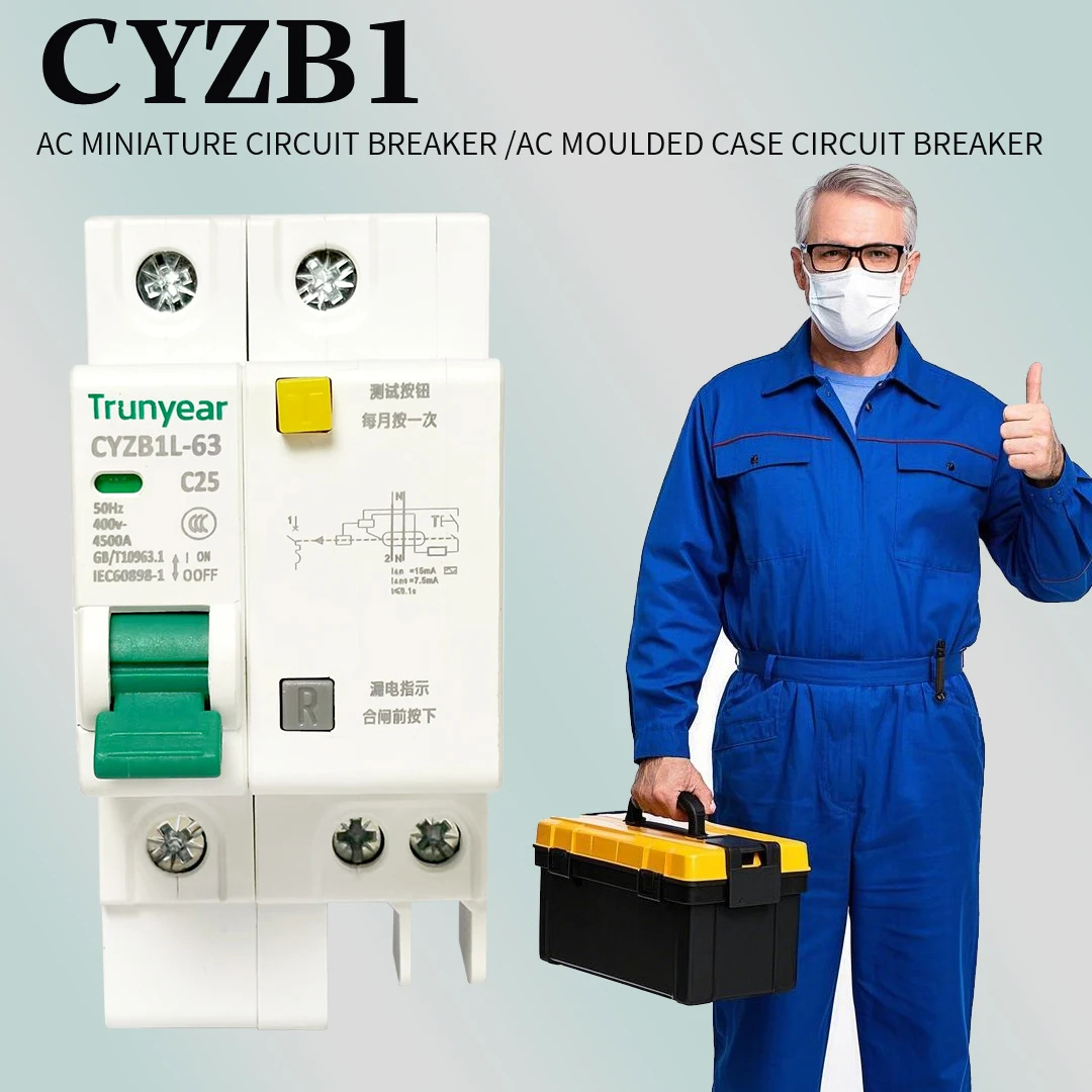 RCCB C Type AC230V MCB Leakage Protector Overload Short Circuit Protection Residual Current Circuit Breaker Switch