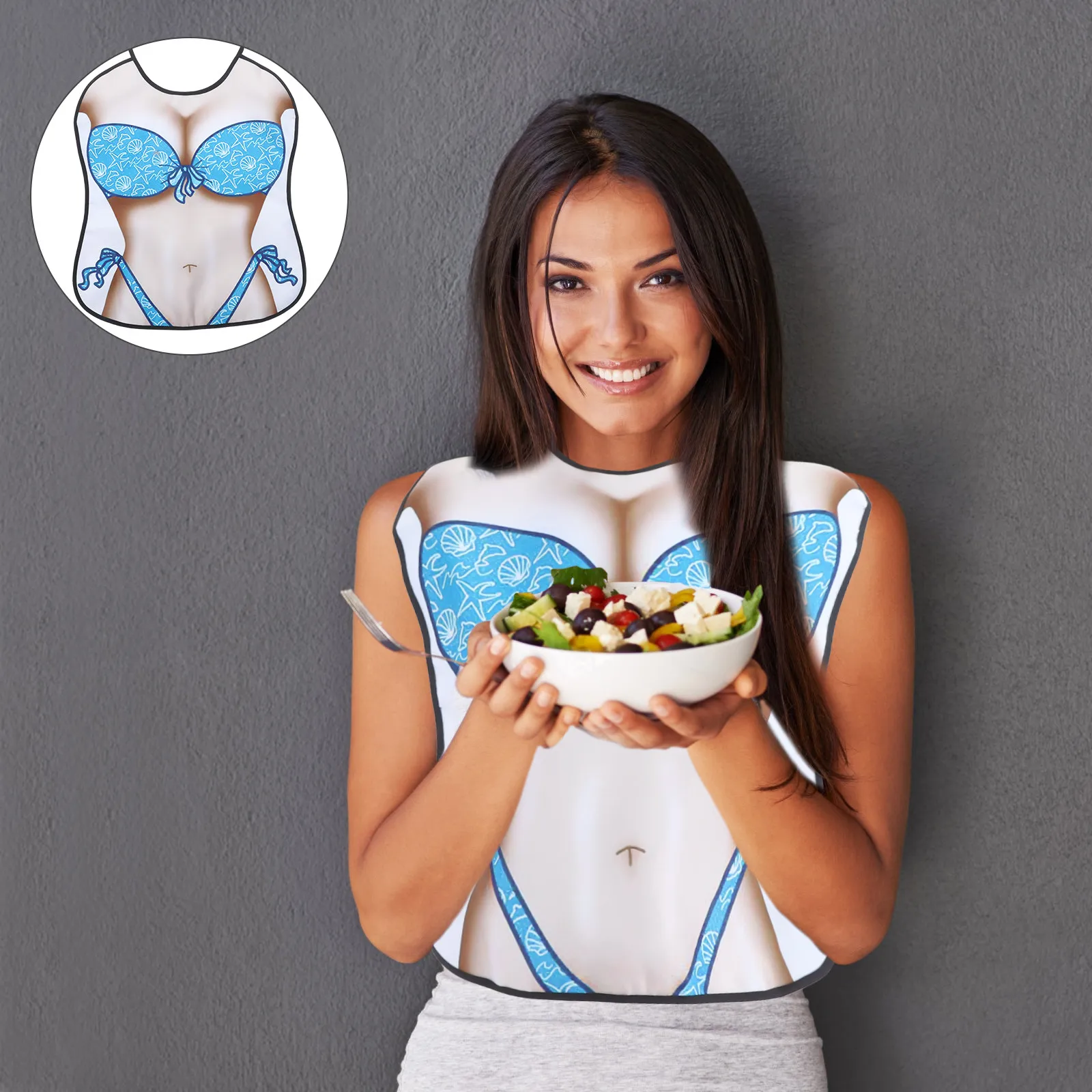 

Funny Bibs for Adult Party Hot Pot Adjustable Washable Reusable Scarf Creative Apron Shell Bikini Style Durable Kitchen