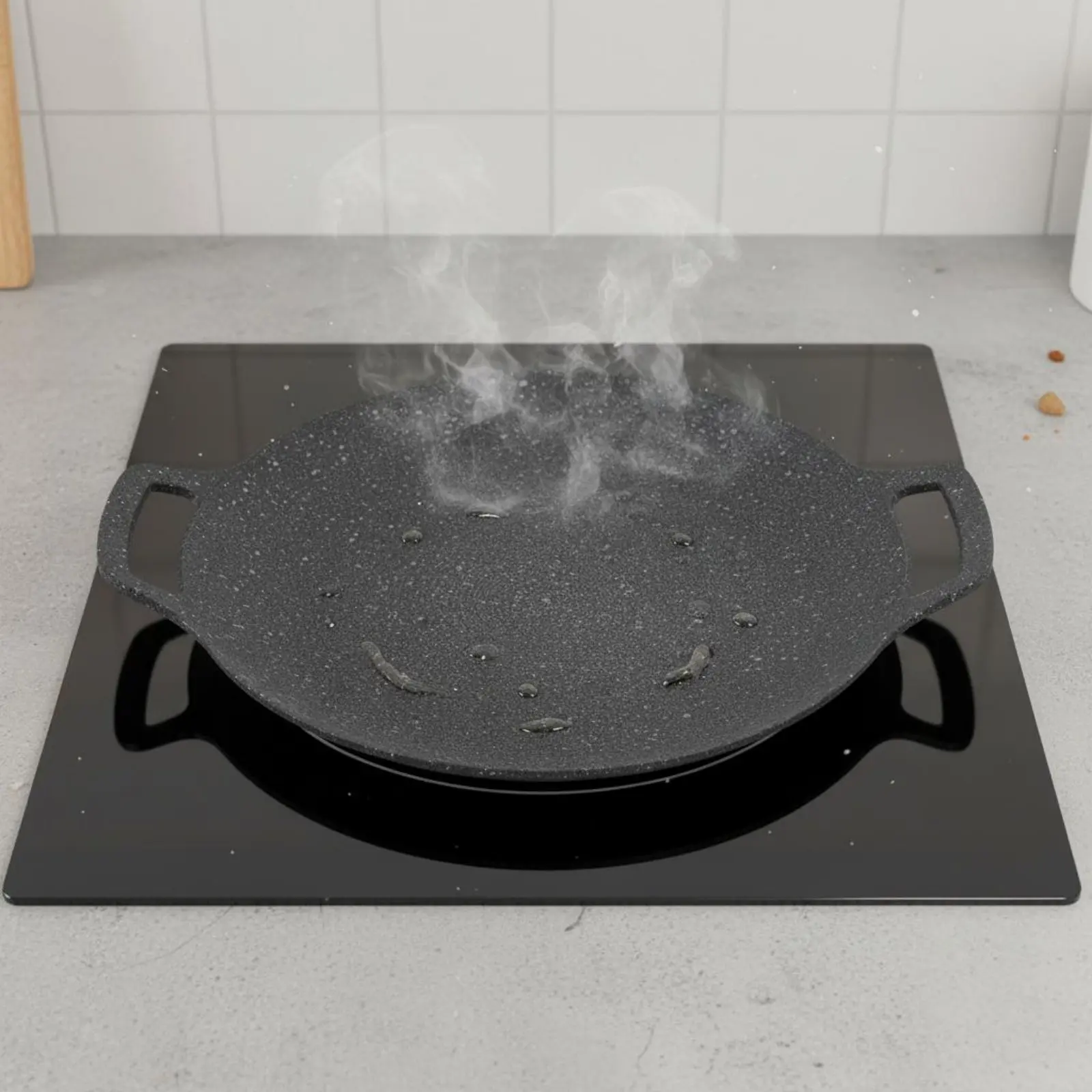 Maifan Stone Barbecue Pan Less Smoke Maifan Stone Baking Tray Round Nonstick Griddle Easy to Clean Korean BBQ Griddle Plate view 5