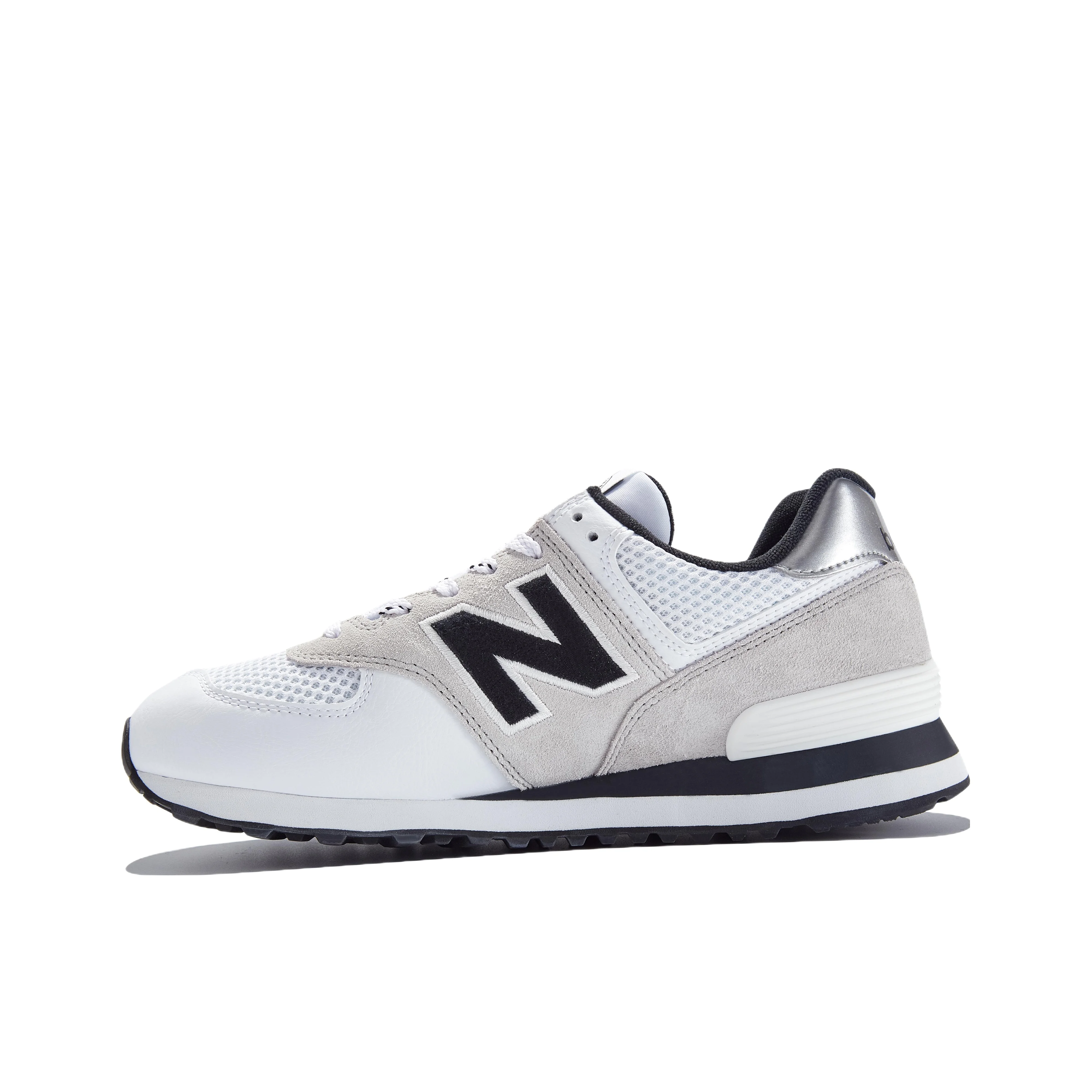 New Balance NB 574 Leather, Textile Abrasion Resistant Lightweight Low top Running Shoes Men's White Gray ML574VS2
