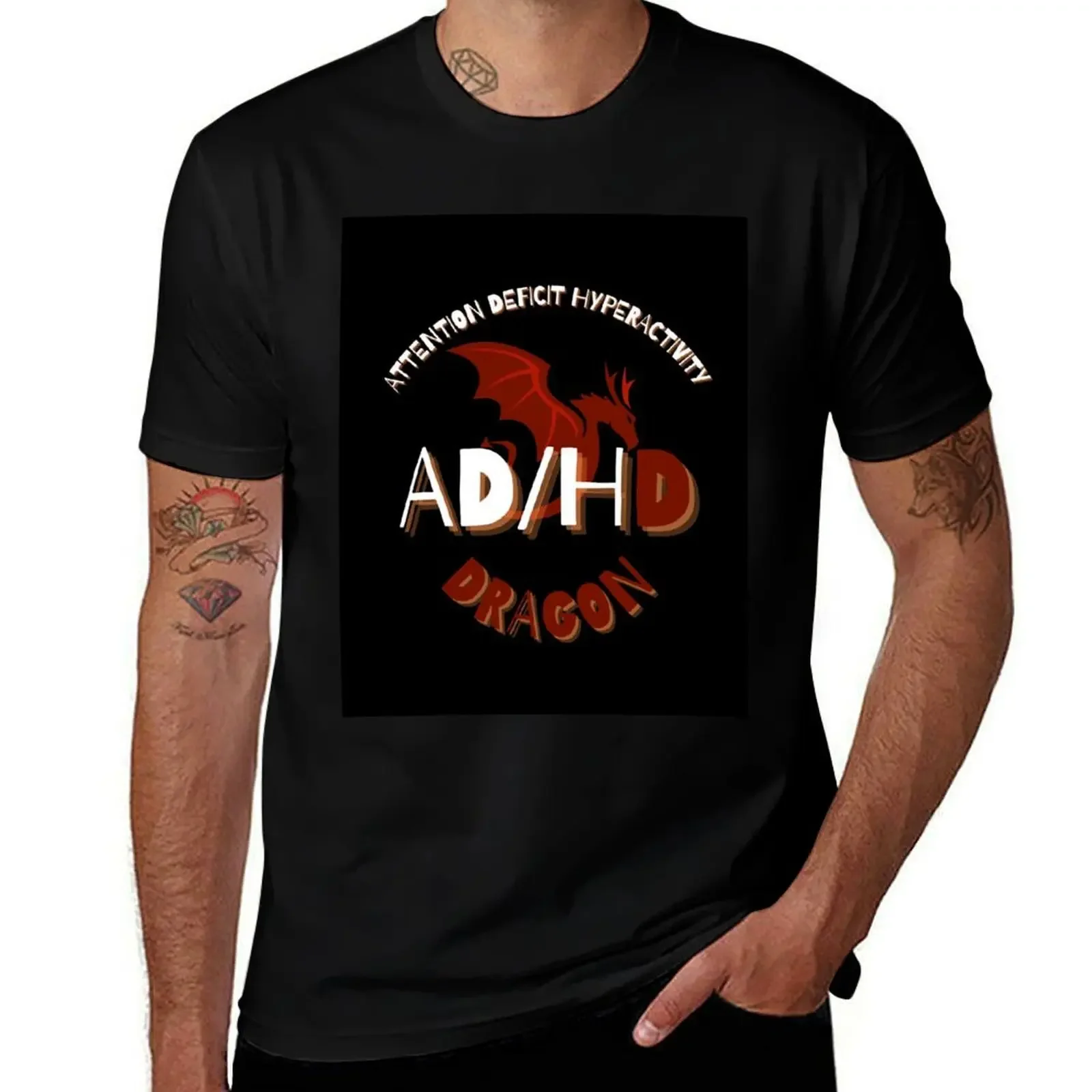 

ATTENTION DEFICIT HYPERACTIVITY DRAGON T-Shirt plus size tops baggy shirts graphic shirts heavy weight t shirts for men
