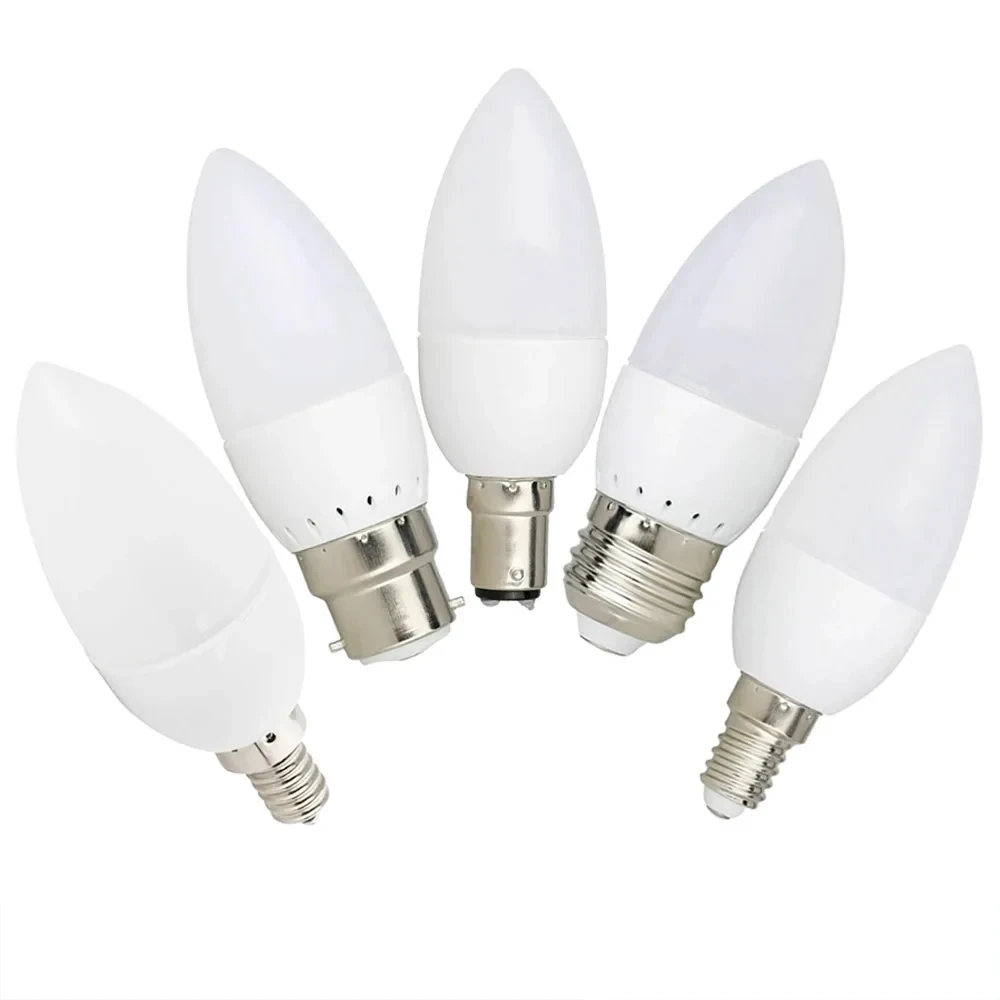 E27 E12 E14 B15 B22 Candle Bulb 3W 220V Ampoule Bombillas 2835 SMD Chandelier Warm/Neutral/Cool White LED Flame Lamp For Home