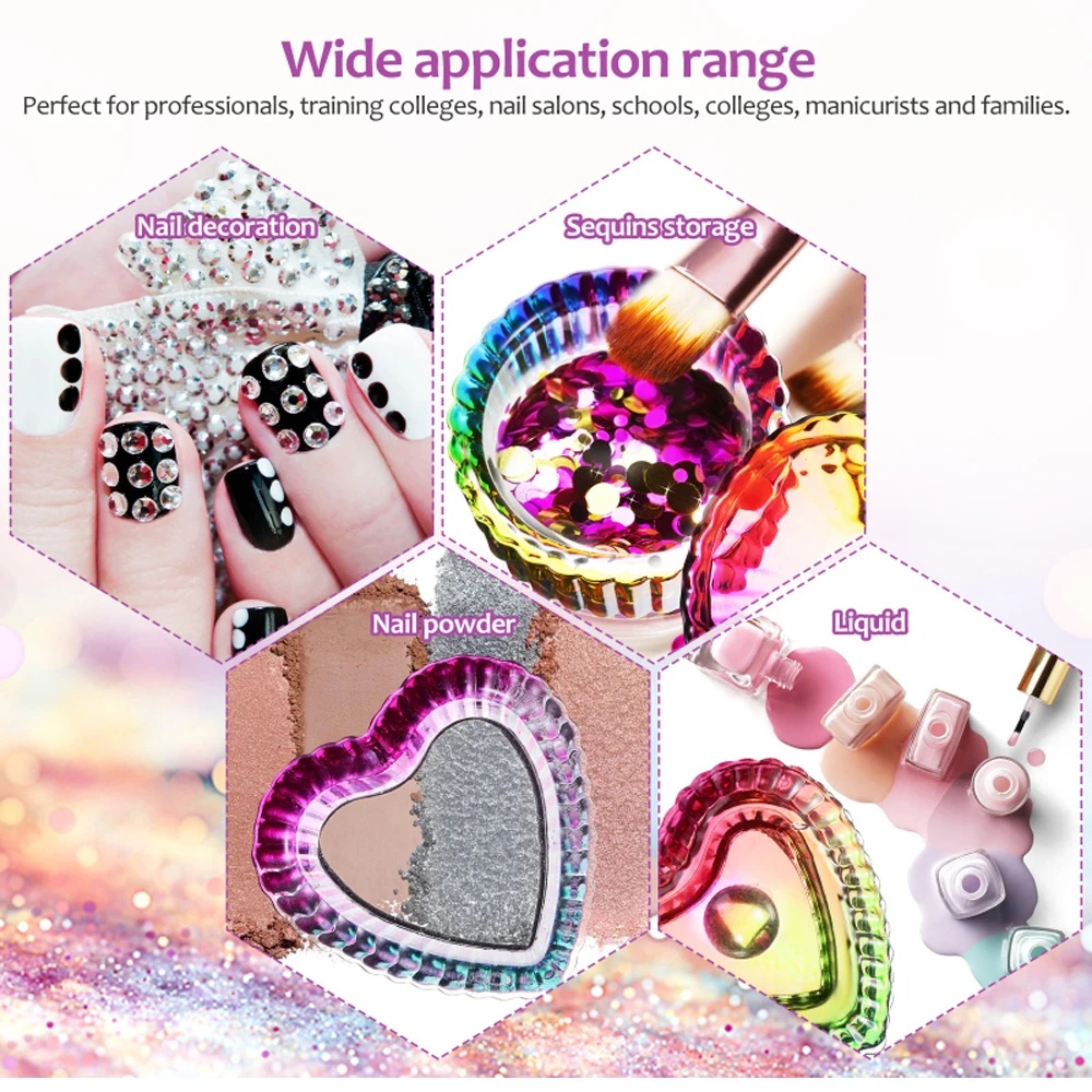 전문 네일 장비 크리스탈 유리 네일 아트 컵 아크릴 액체 네일 보석 반짝이 보관 살롱 등급 매니큐어 네일 도구