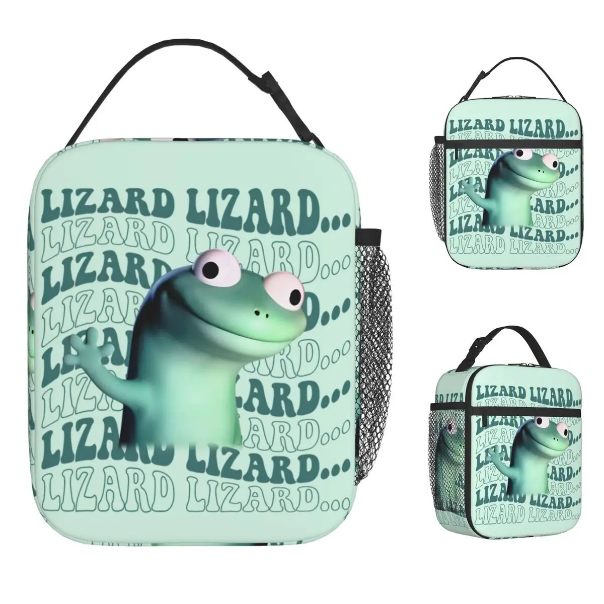 Funny Cartoon Lizard Meme Lunch Bag Outdoor Picnic Lunch Box Child Casual Graphic Design Thermal Lunch Bag Waterproof Cooler Bag