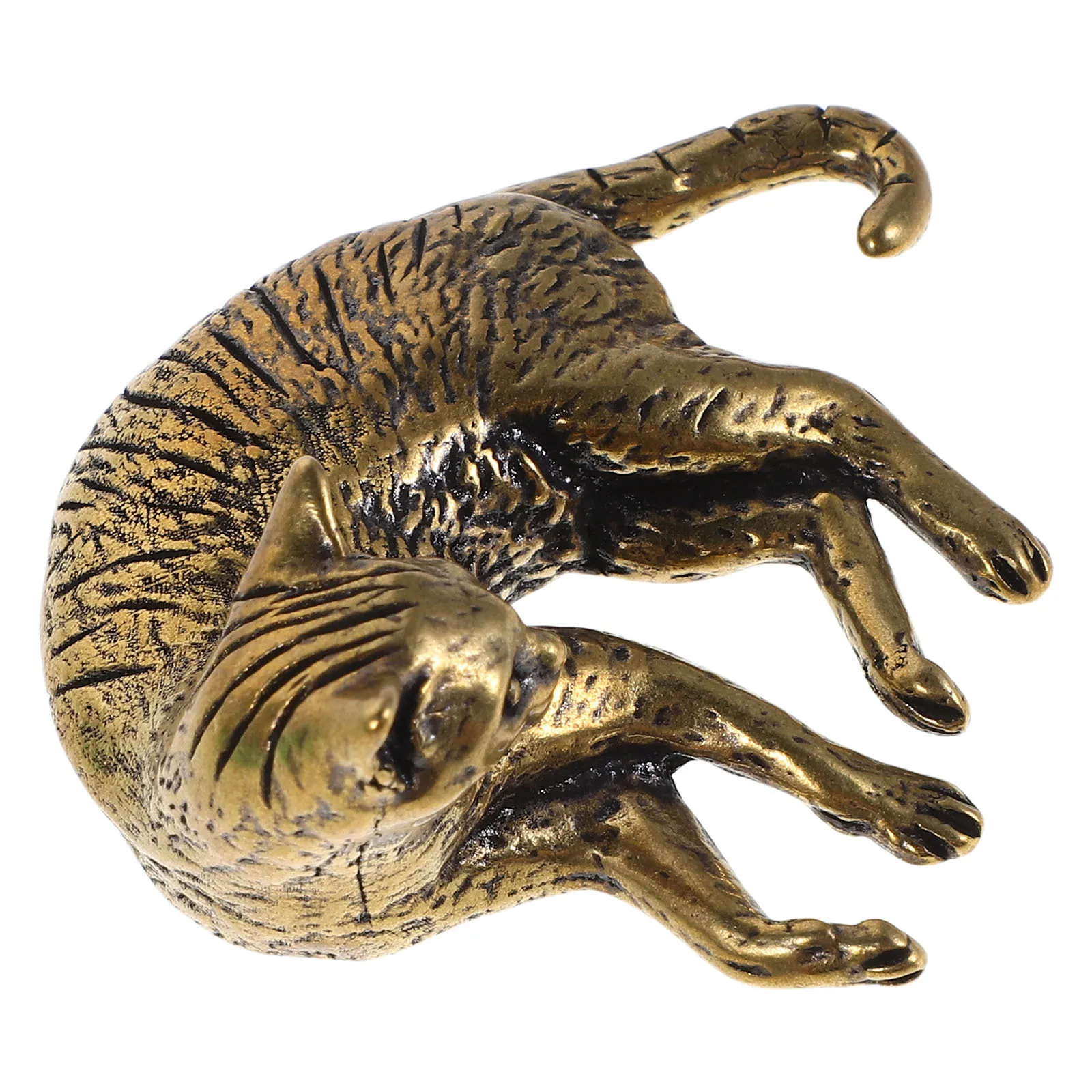 

Retro Brass Cat Sculpture Vintage Bronze Kitten Statue Home Decoration Animal Ornament Desk Shelf