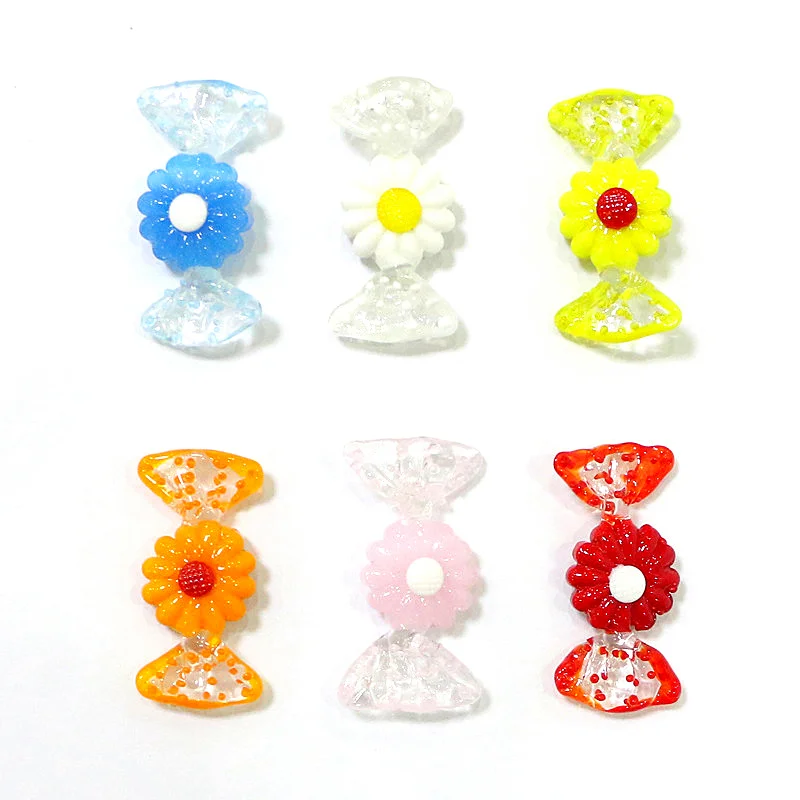 6pcs Custom Cute Murano Glass Sweets Candy Ornament Daisy Flower Shape Creative Design Home Table Decor Christmas Gifts for Kids