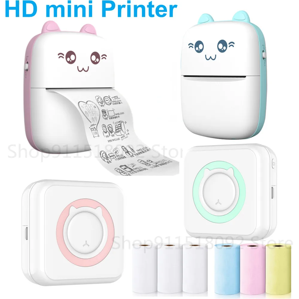 Cat Shape Mini Portable Label Printer Thermal Printing Wireless Impresoras Paper Photo Inkless Printers Sticker Android IOS 57mm