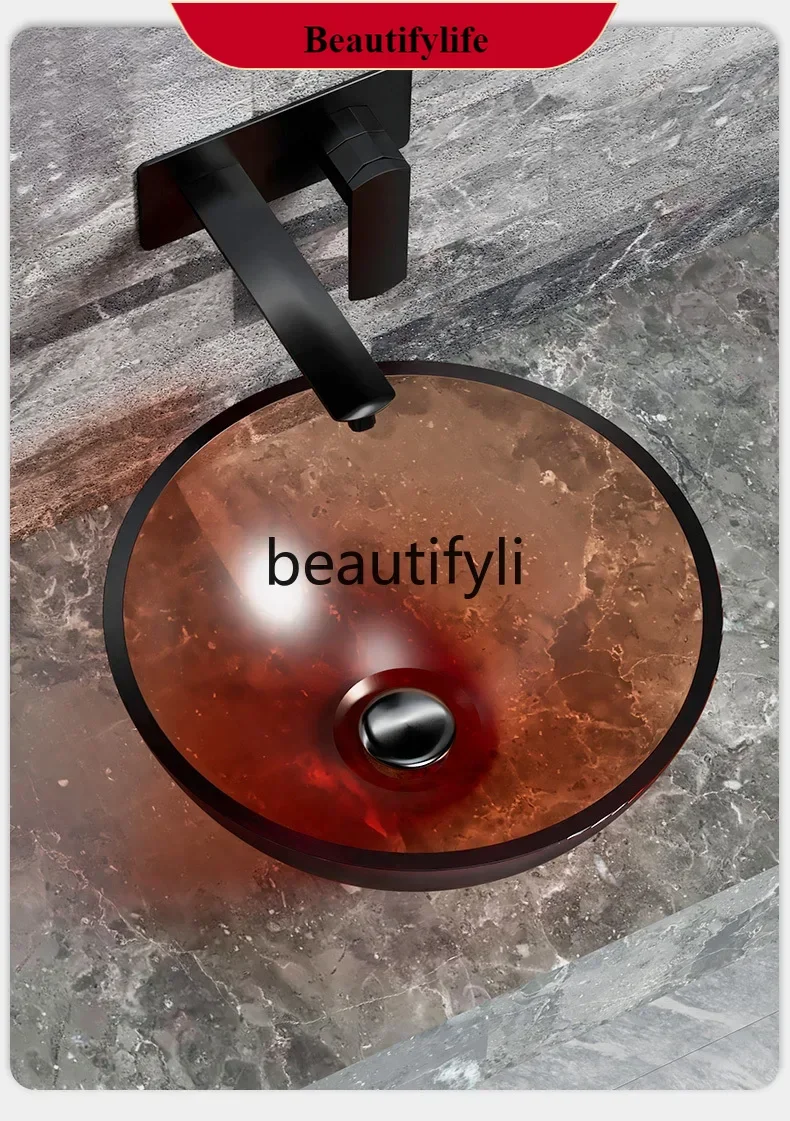 

B185 SS Transparent platform Color crystal household wash basin Resin hotel B & B balcony Art wash basin