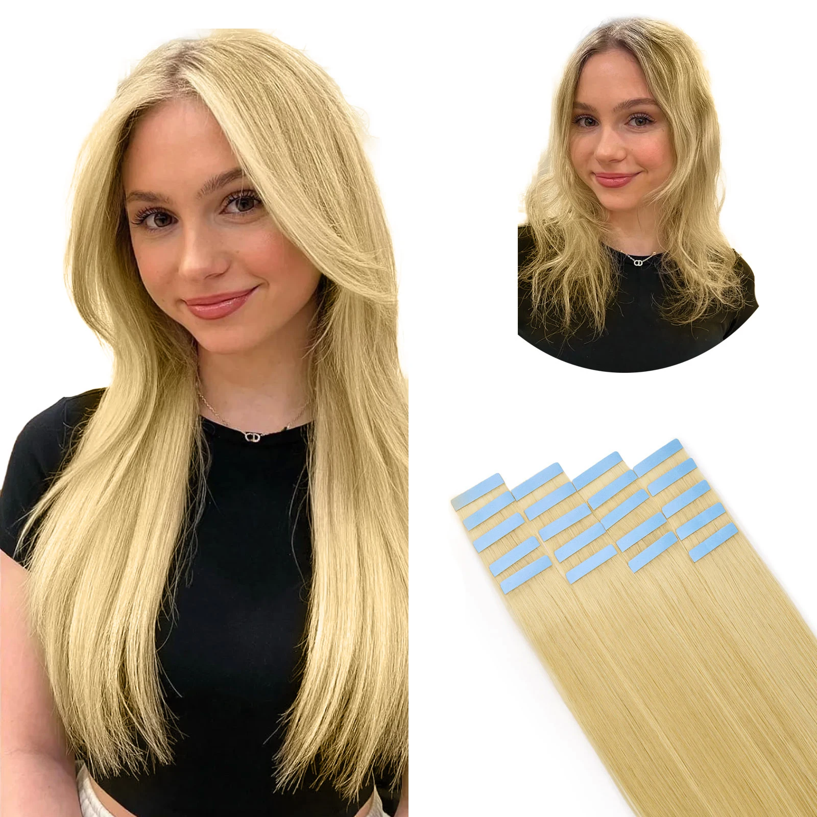 

LOVELINE Blonde Tape in Hair Extensions Human Hair 14-22Inch 100% Remy Real Human Hair Seamless Invisible Tape in Extensions