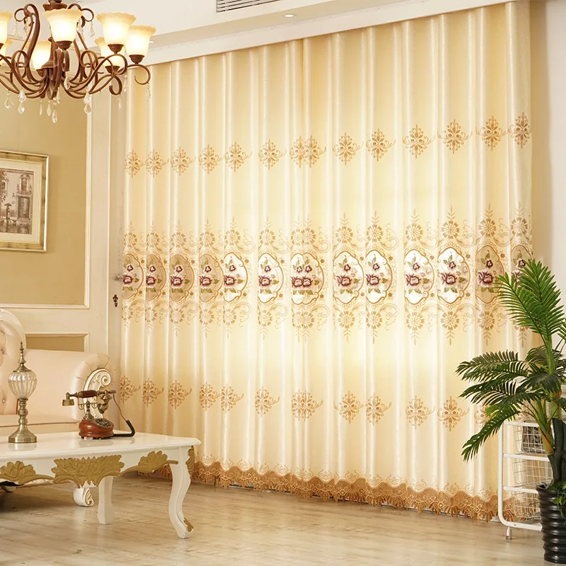 European and American Style Royal Beige White Luxury Curtains for Living Room Window Curtain Bedroom Window Curtain Kitchenl