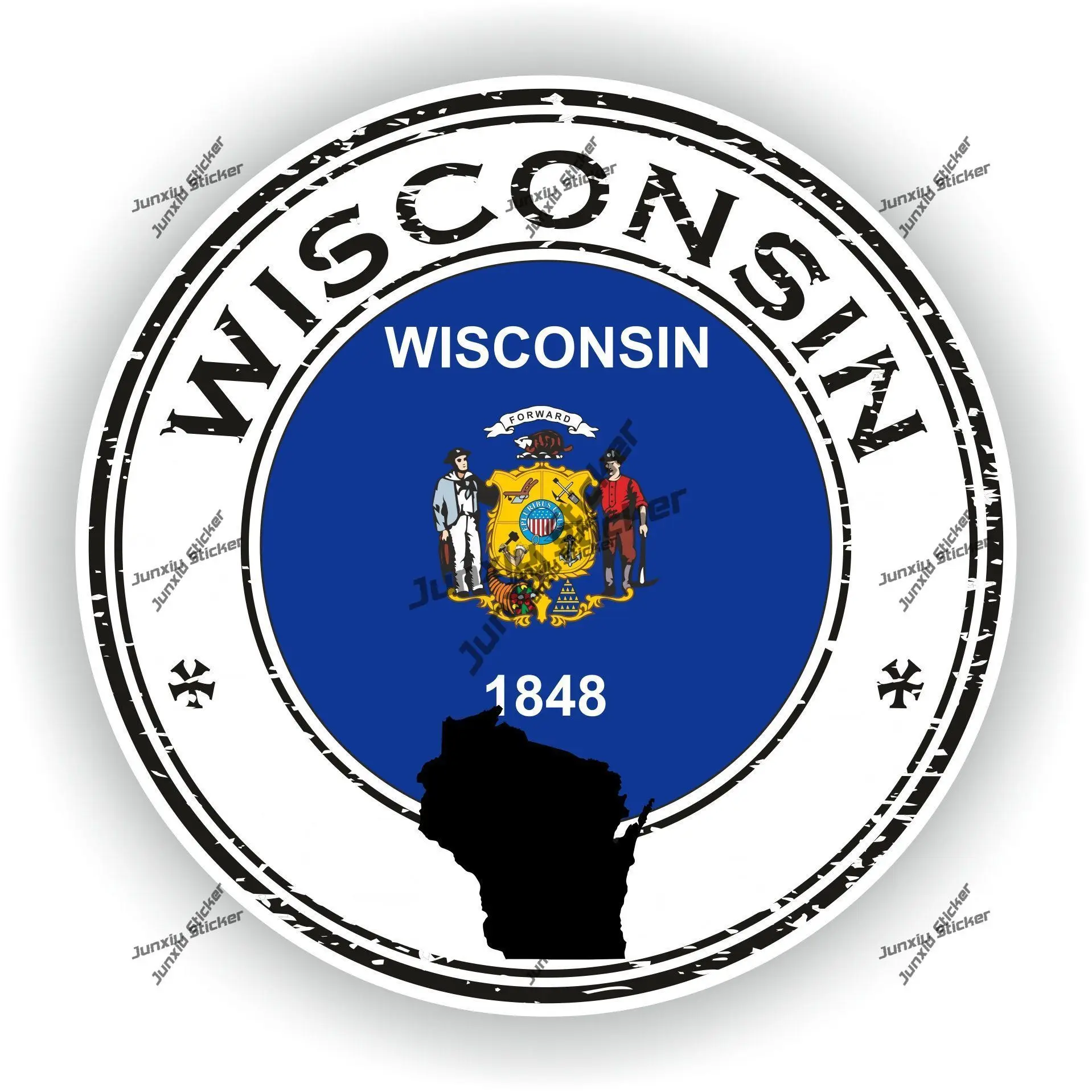Wisconsin Decal United States Wisconsin Round Outline Seal Sticker for Car Bike Bumper Laptop The Whole Body Cover Scratches