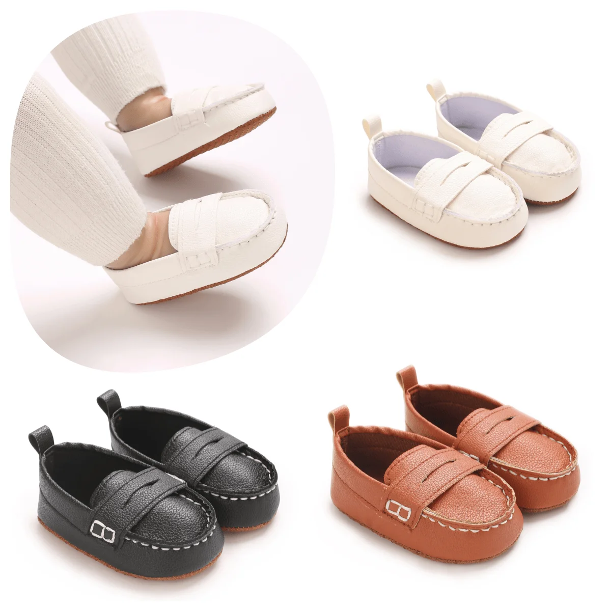 

​"Baby Boy Loafers 0-18M - Lightweight Slip-On Shoes | Comfortable Indoor/Outdoor Walkers | Casual Low-Top Design"​​