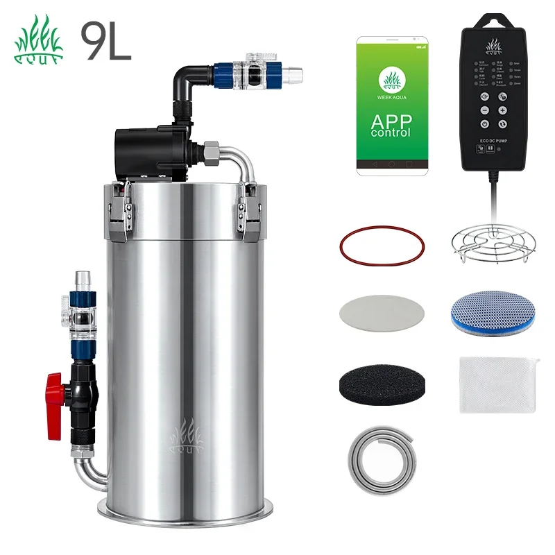 WEEKAQUA ES900 9L Intelligent double control frequency conversion 304 stainless steel filter bucket freshwater filter system set