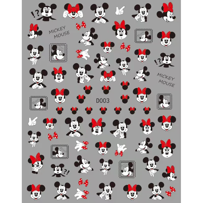 10pcs Disney Brand 3D Adhesive Nail Art Sticker Mickey Minnie Nail Slider Donald Duck Princess nail barbie sticker designer deco