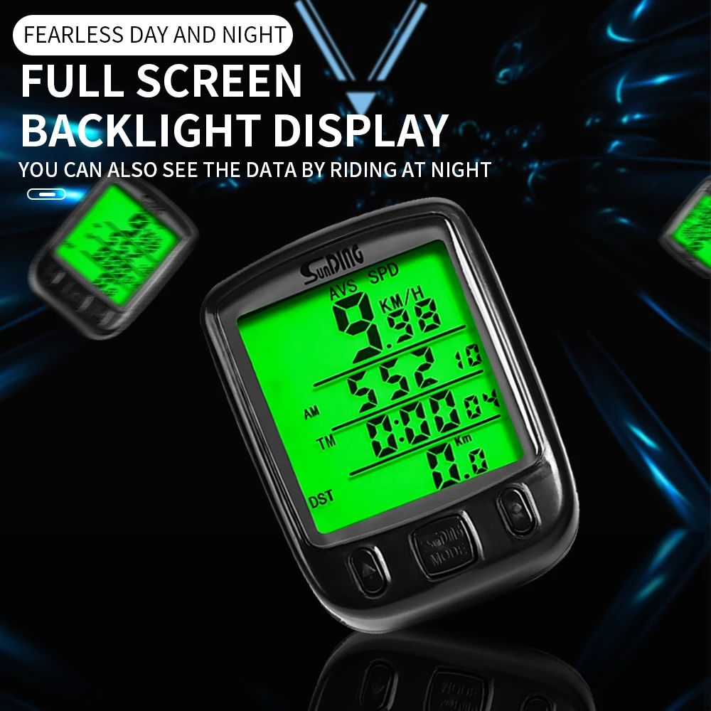 Computer da bicicletta con tachimetro per bici impermeabile con cavo digitale multifunzione a grande schermo