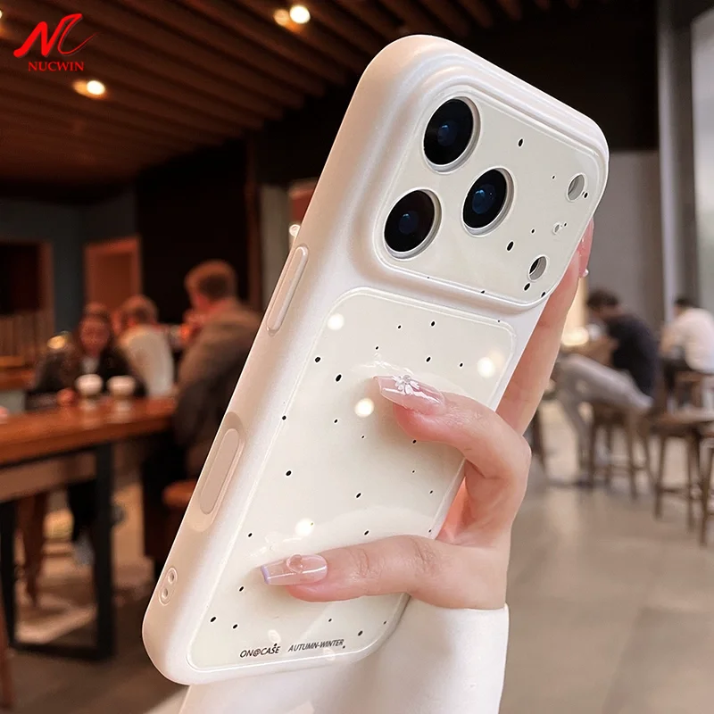 Tintenfleck-Design Handyhülle für iPhone 14 15 16 17 Pro Max 17Pro ProMax mit großem Fenster, PC-Kamerasteuerung und stoßfestem Schutz
