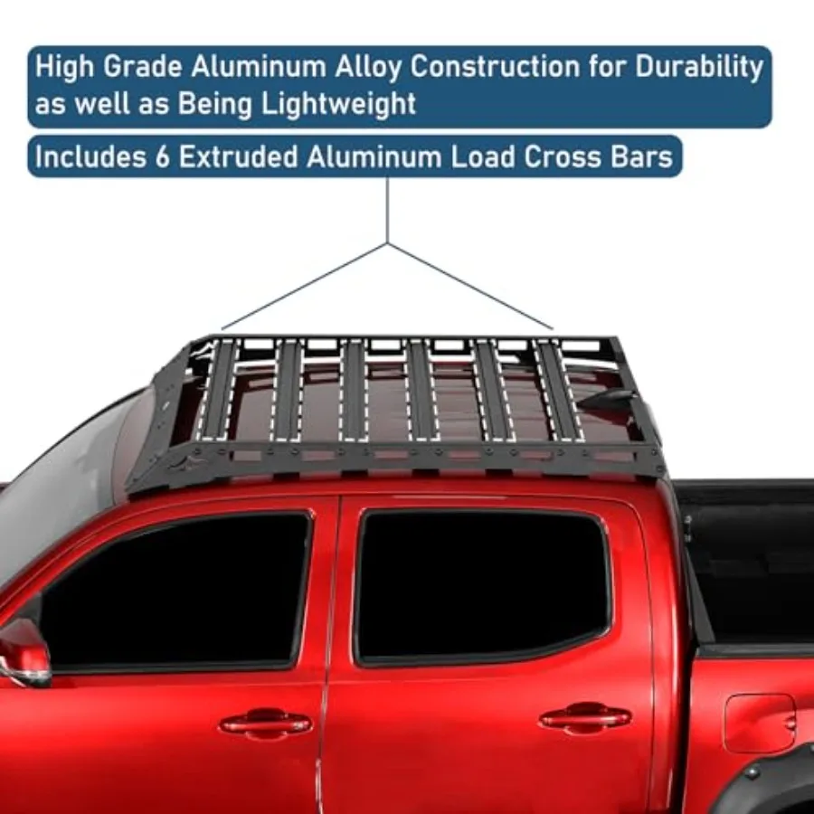 سلة البضائع ذات الرف العلوي من تاكوما متوافقة مع 20052023 2nd 3rd Gen Tacoma Double Cab OffRoad Crossbars Luggage Stora #5