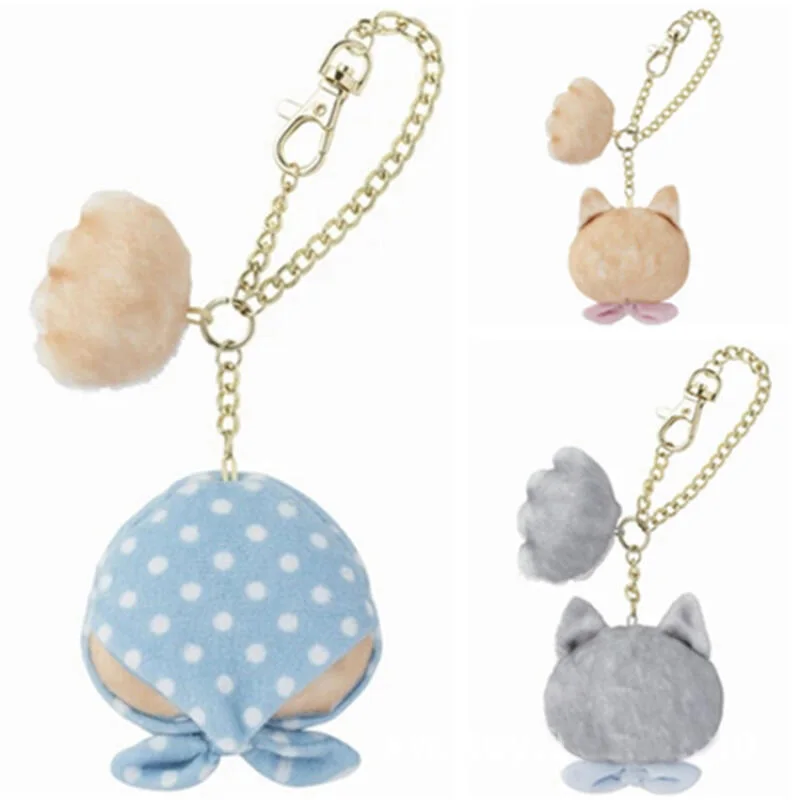 Cartoon Mofusand Shark Cat Plush Keychain Cute Headscarf Cat Keyring Anime Peripherals Student Schoolbag Decoration Couple Gift