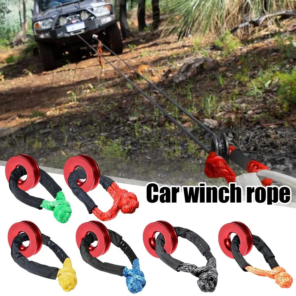 Outdoor Off-road Vehicle Winch Car Large Pull Soft Duty Sleeve Rescue Rope Emergency Shackle Offroad Snatch Protective Heav Y5D8