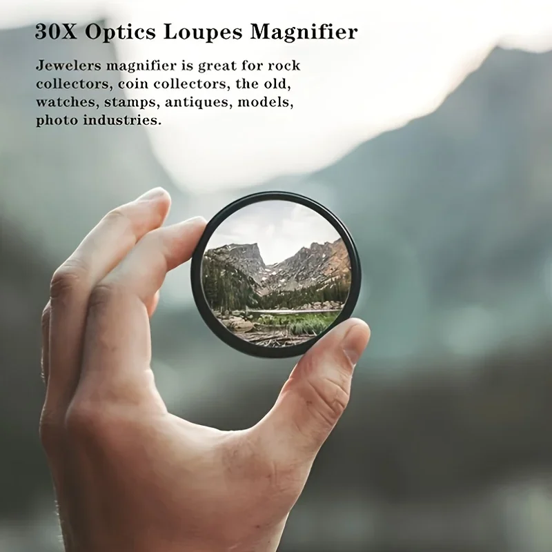 

30x glass inspection magnifier, extremely compact and portable desktop magnifier, no electricity required, classic