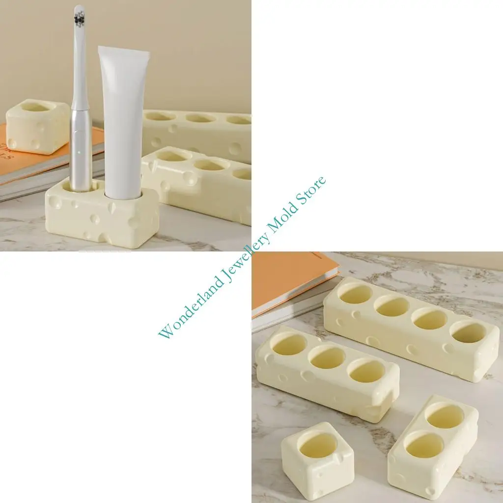 

H7EB Toothpaste Stand Mould Silicone Toothbrush Holder Mold For Bathroom Storage And Handmade Resin Craft Supplies
