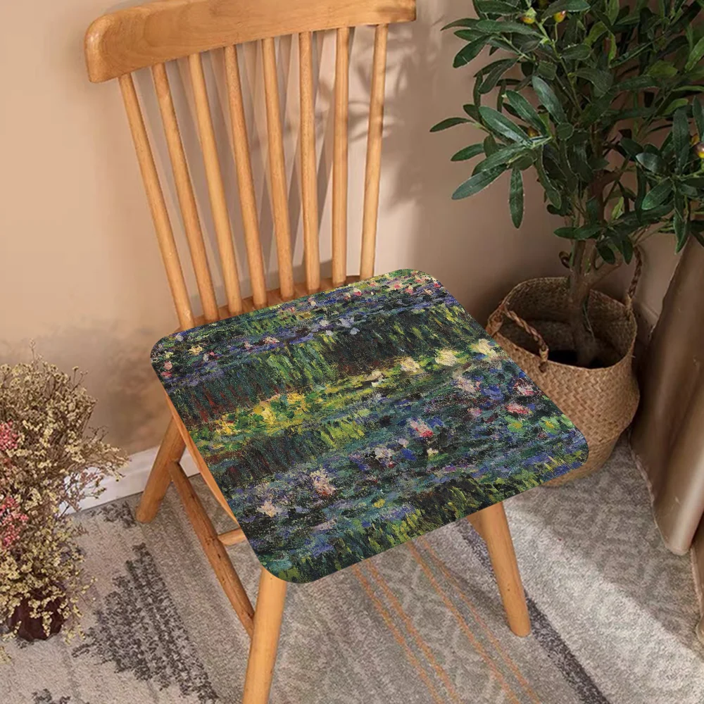 Claude Monet Painting Art Aesthetic Modern Minimalist Style Plush Cushion Home Back Cushion Soft Comfortable 50x50cm Chair Mat