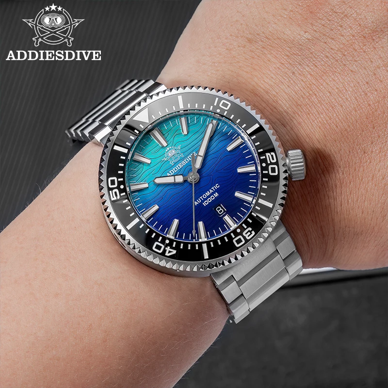 ADDIESDIVE Automatic Man Watch 1000m Waterproof Sapphire Glass Luminous Ceramic Bezel Diving Stainless Steel Watches For Man