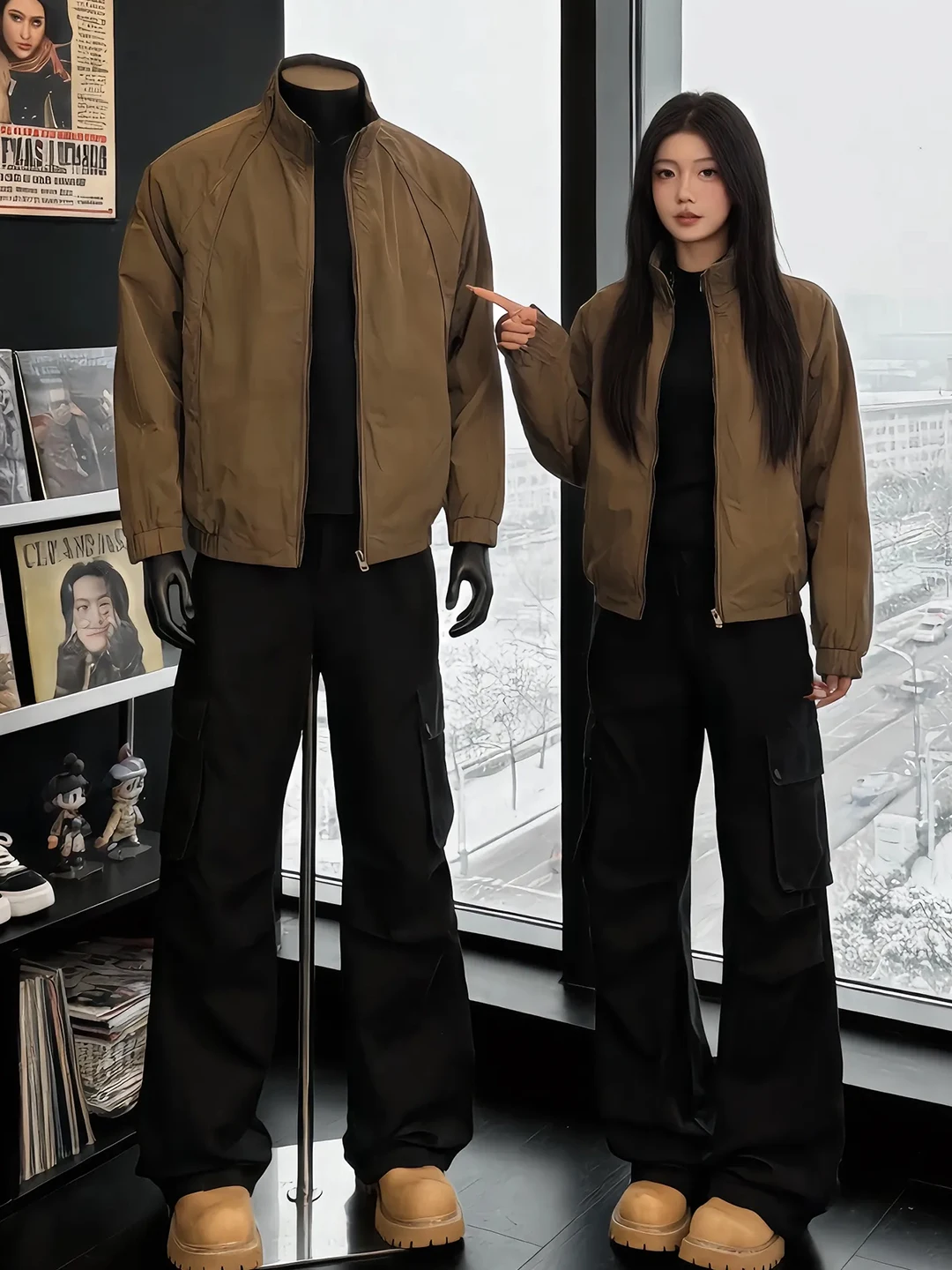 

Мужская весенняя бейсбольная куртка Cleanfit коричневого цвета в американском стиле, свободного кроя, с воротником-стойкой, на молнии, с деконструированным дизайном