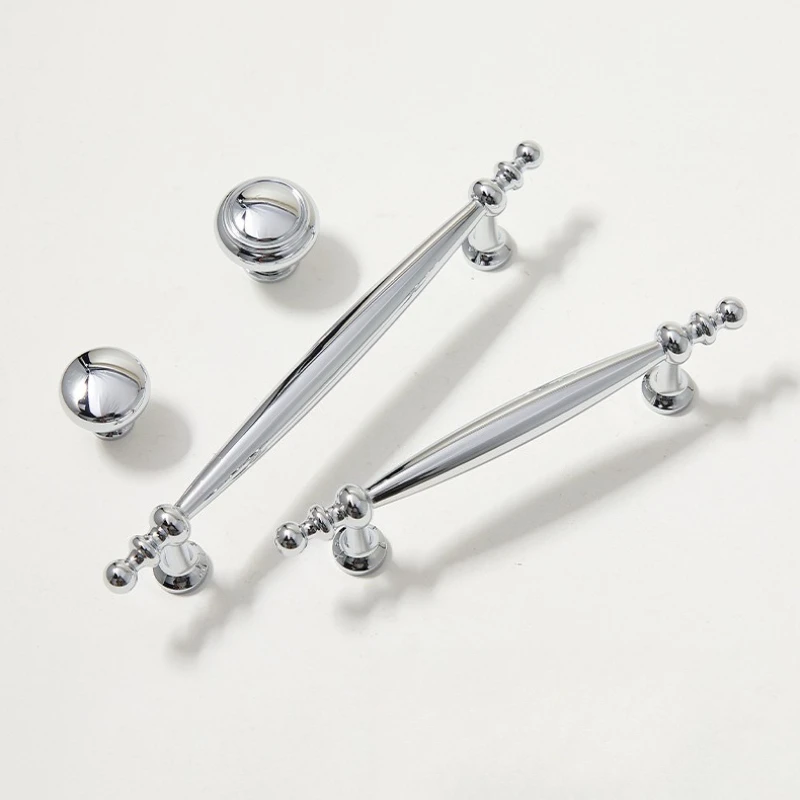 Silver Shell Drawer Knobs Nordic Bright Chrome Furniture Handles and Knobs Luxury Wardrobe Pulls Solid Brass Bookcase Handles