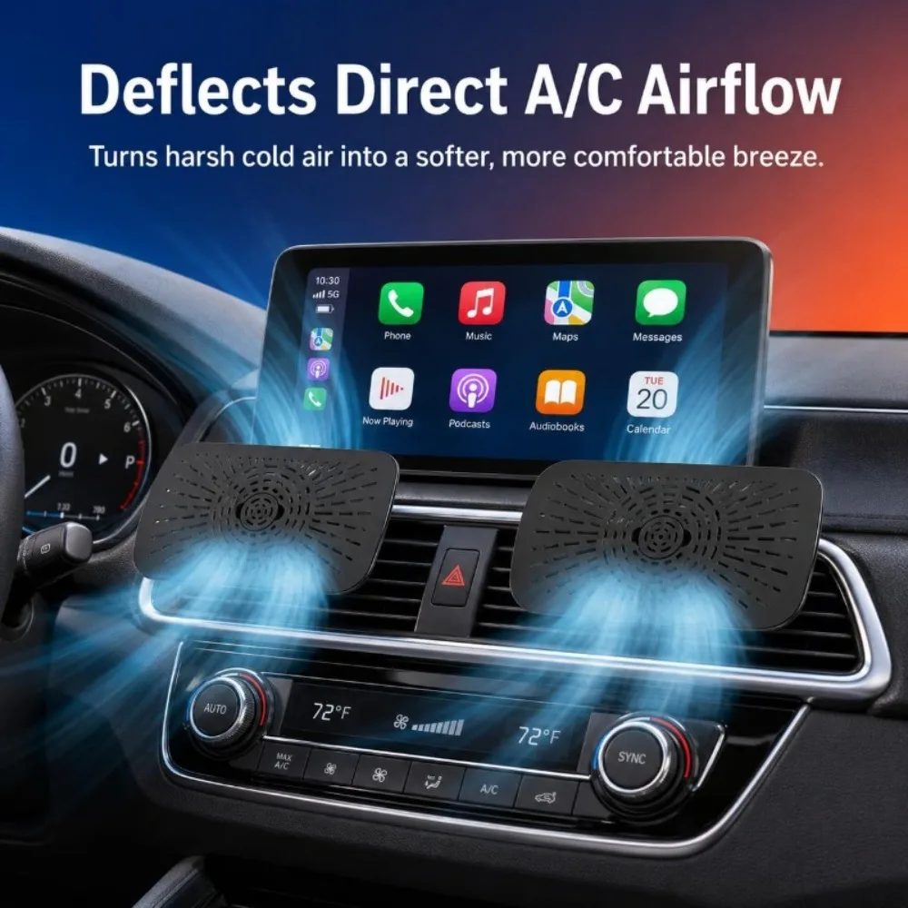 2 Pack Car Vent Air Wind Deflector 360° Rotatable Air Vent Mount with Secure Twist-Lock Universal Fit for Most Horizontal Car