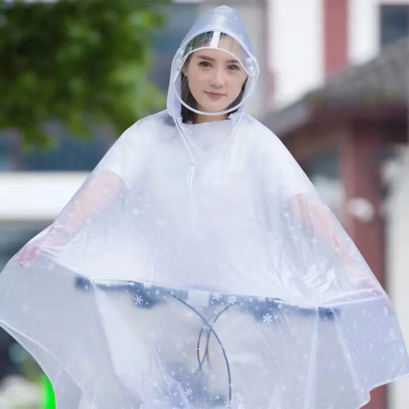 Cycling Raincoats Adults Single Transparent Hooded Thicken Durable Water-proof Rain Poncho Outdoor Travelling Bicycle Дождевик