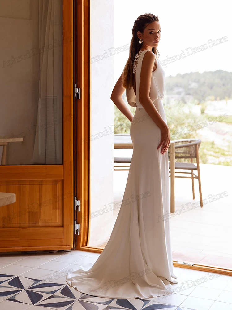 Moderne Trouwjurken Elegante Bruidsjurken Mouwloze Ruglooze Gewaden Vloerlengte Glamoureuze Vestidos De Novia Aangepaste 2025