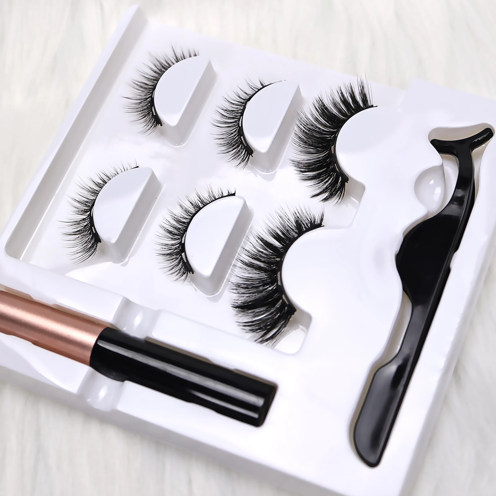 3Pairs Handmade Magnetic Eyelashes Set - No Glue Needed, Faux Cils, Beginner-friendly Beauty Makeup