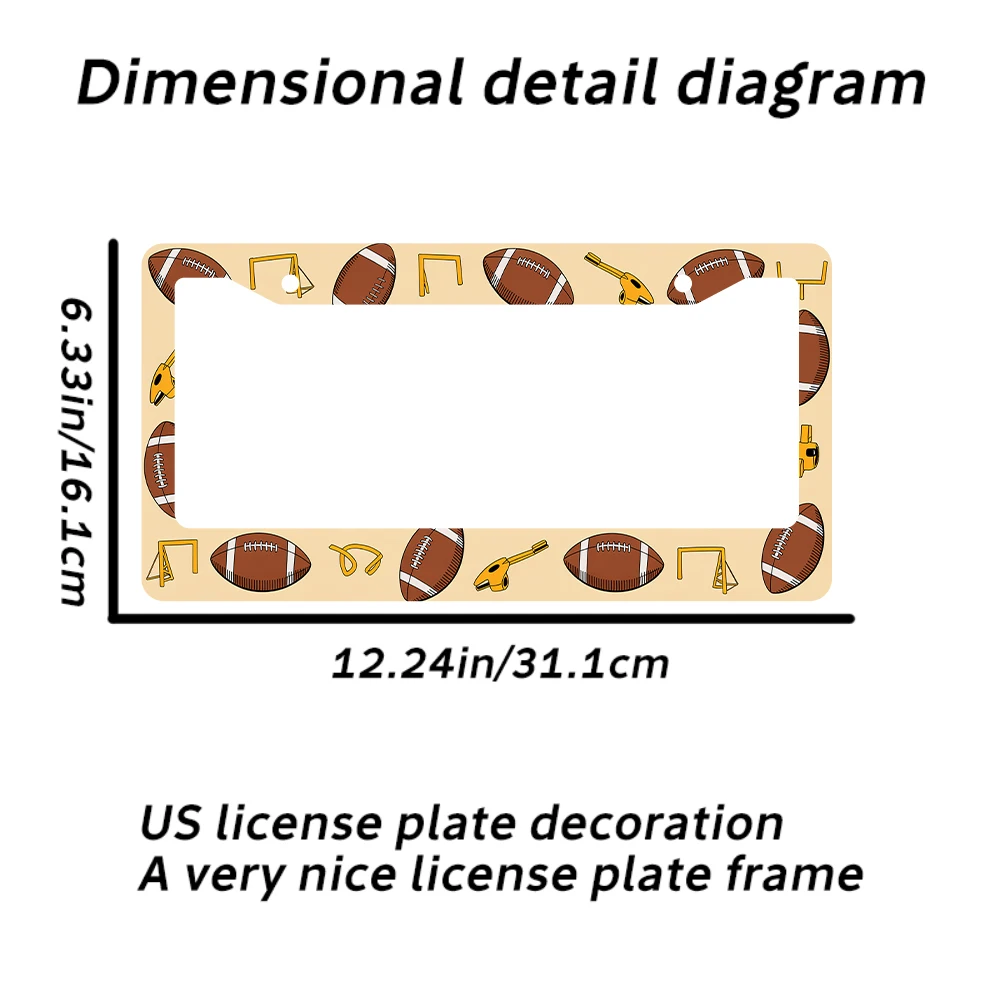 1 قطعة نمط كرة القدم البني 2 حفرة إطار لوحة الرخصة مادة الألومنيوم 6x12 بوصة مع المسمار القياسية حجم لوحة الترخيص الأمريكية