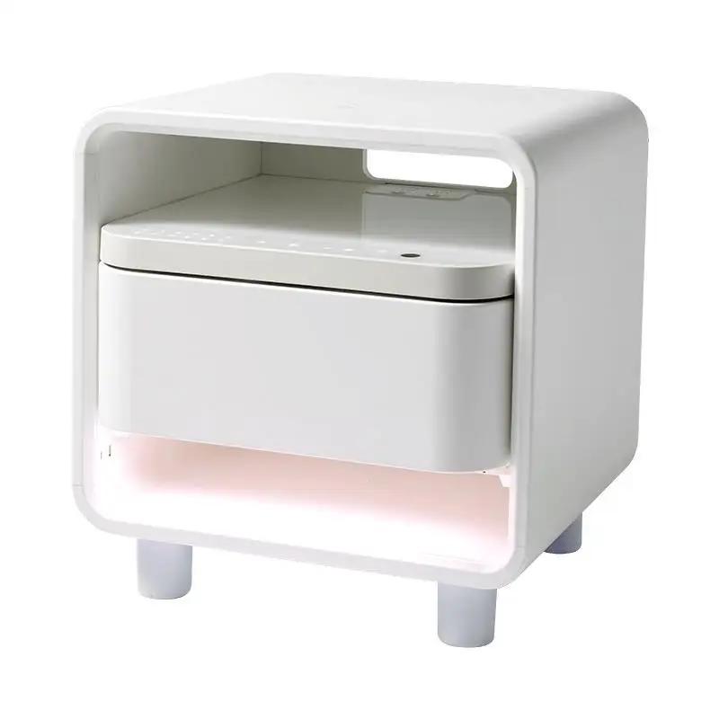 طاولة بجانب السرير الذكية 8H، بصمة الإصبع، شحن لاسلكي، خزانة كلمة المرور الآمنة، شبكة ضوء ليلي، مكبر صوت متعدد الوظائف