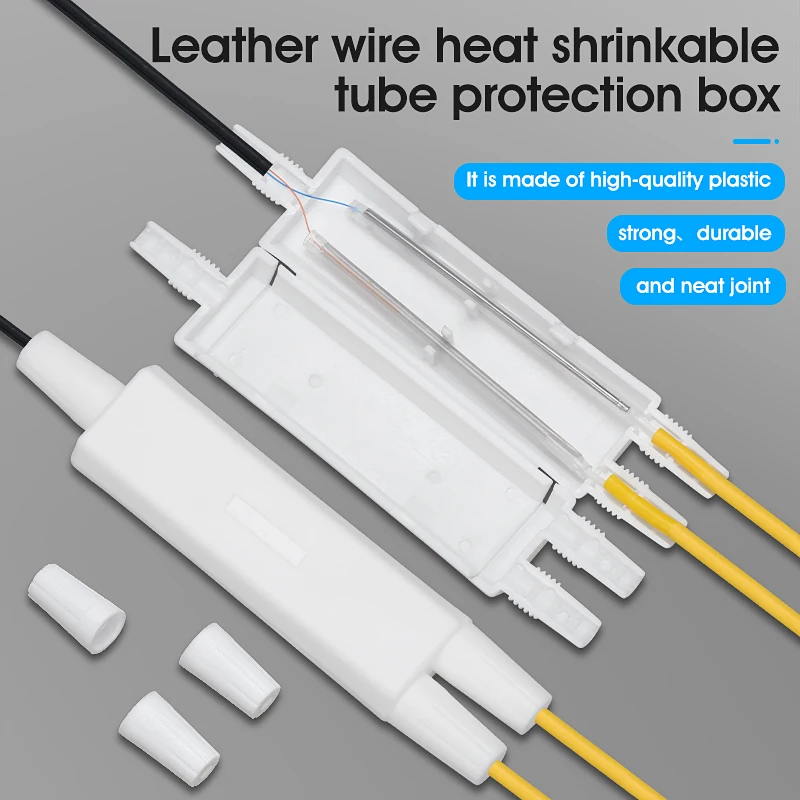 

100pcs 1 in 2 out Optical fiber protection box leather wire optical cable heat shrinkable tube protective box insulating plastic