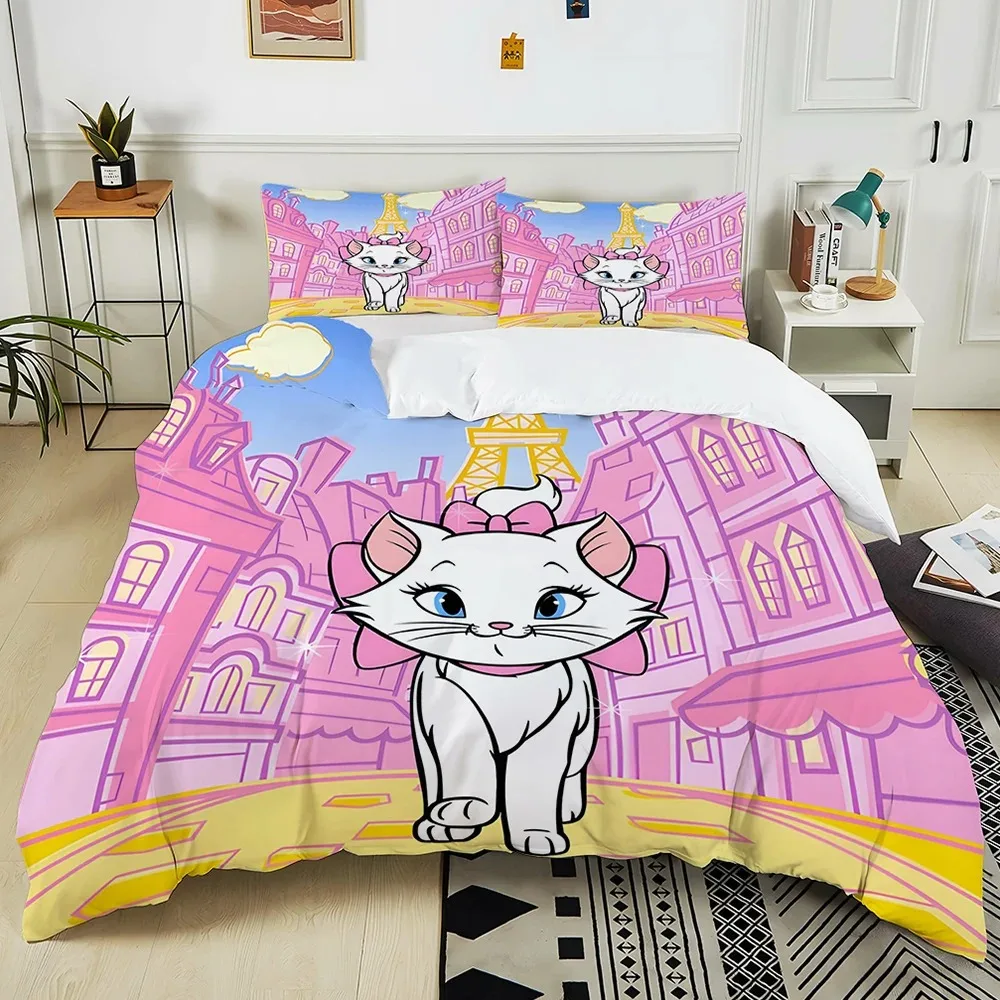 

Mary Cat Cute Cartoon Bedding Set Duvet Cover Set Boy Girl Home Bedroom Decoration Disney comforter sets