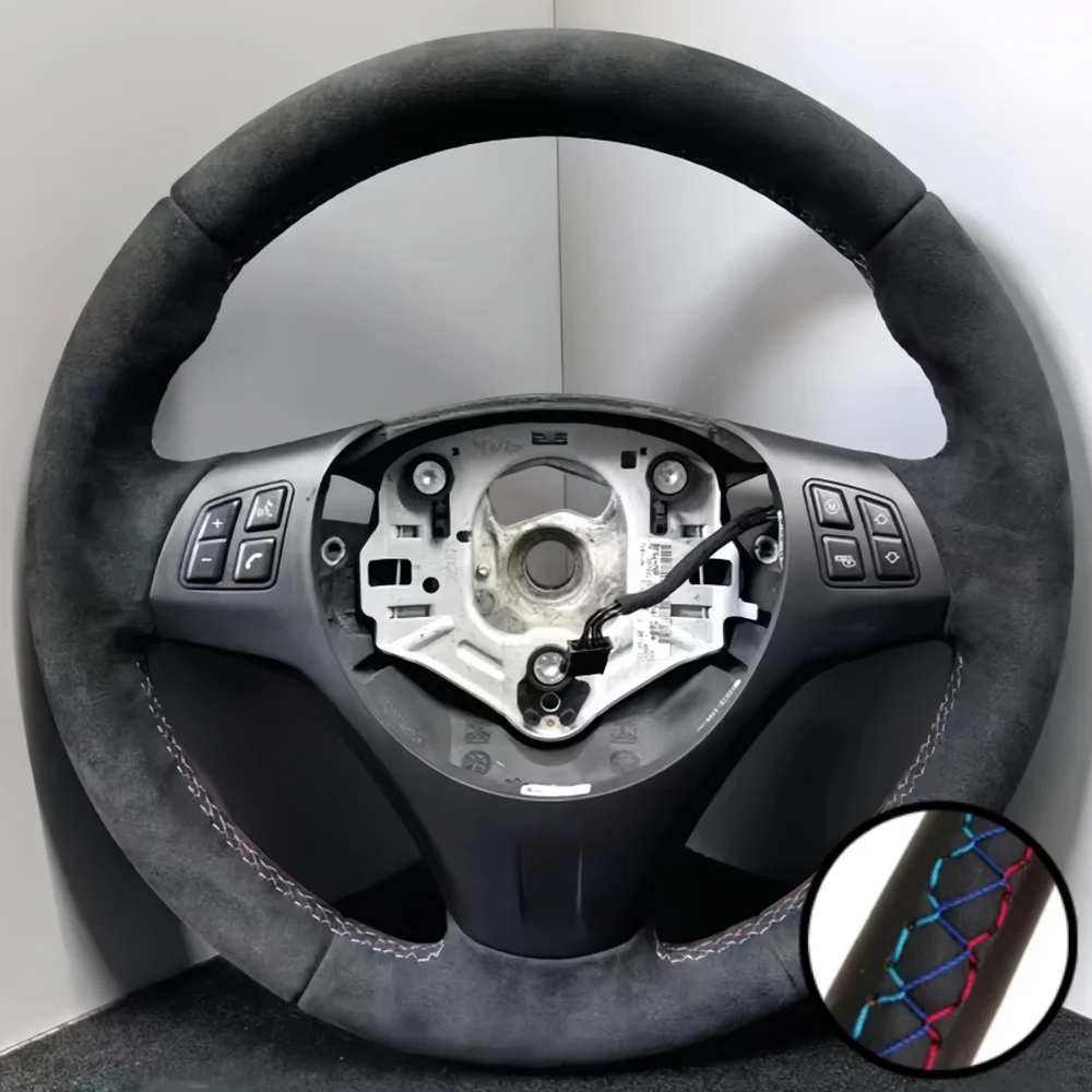 Handgenähter Lenkradbezug aus Wildleder M Sport M3 E90 E91 E92 E87 E81 E82 E88 X1 E84 Lenkradummantelung Geflechtbezug für BMW E93