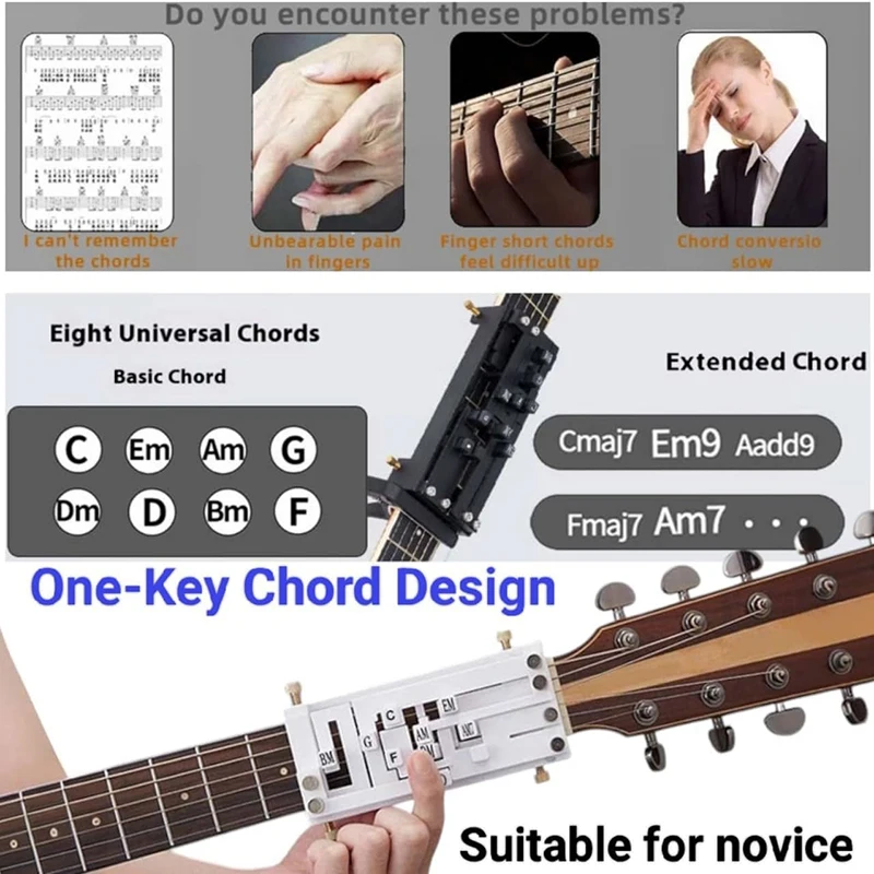 Guitar Chord Presser Guitar Aid Chord Trainer Chord Learning System Guitar Accessories Guitar Trainer Tool For Kids Adults▪ view 3