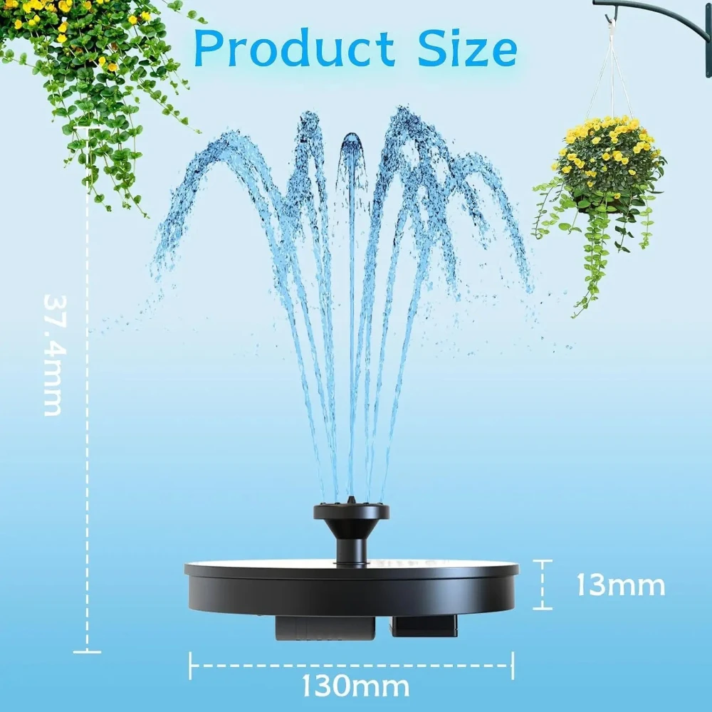6Nozzles Solar-Fountain Kit Portable Outdoor Water Pump BirdBath Accessory for Garden Pond Courtyard Water Ornament view 6