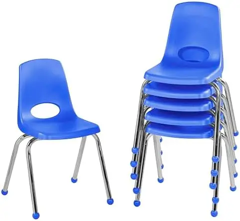 

Стулья FDP 16 дюймов, синие, с хромированными ножками - набор из 6 штук для дома и учебных заведений