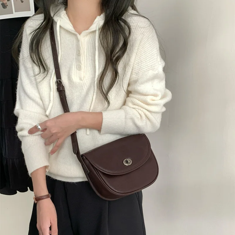 

Винтажная кожаная маленькая сумка-седло, новая мода, одно плечо, кроссбоди, дизайнерская роскошь, высококачественная натуральная кожа, женская сумка