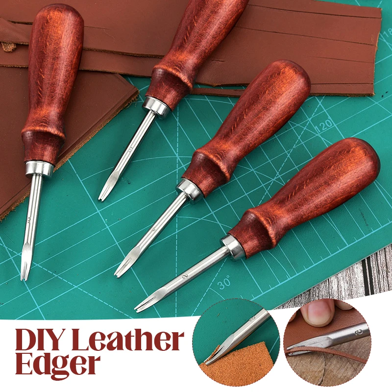 Leather Craft Edge Beveler Skiving Beveling Knife Wooden Handle Edger Shovel Hand-made Craft Knife Blade DIY Leather Tools