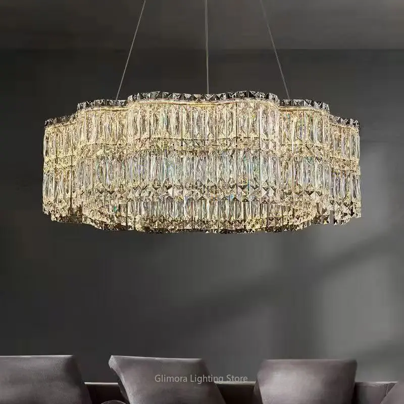 

New crystal chandelier light luxury crystal chandelier dining table bedroom minimalist living room art chandelier