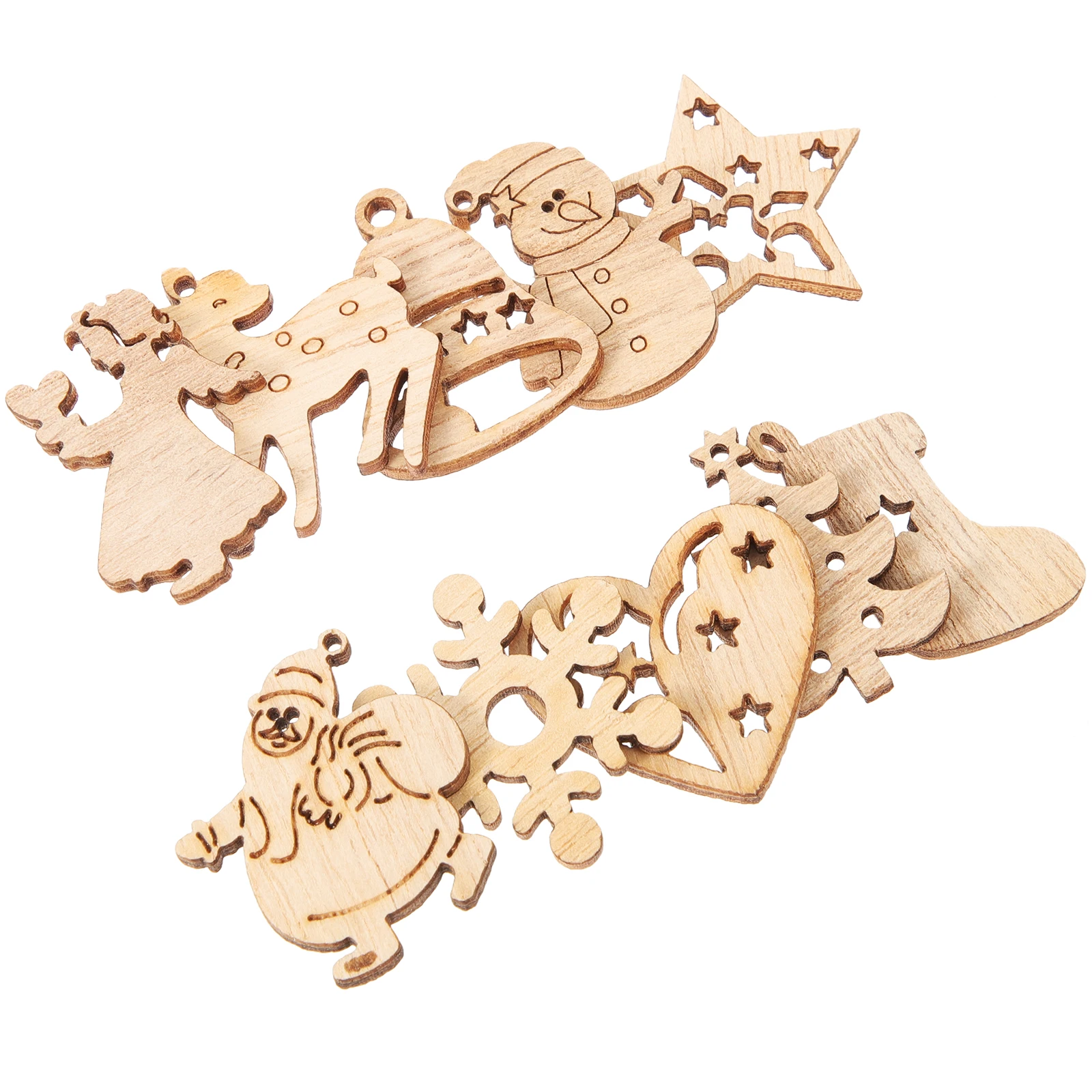

100 Pcs Wooden Decorations Hanging Ornaments Desktop DIY Christmas Craft Crafts Unfinished Home