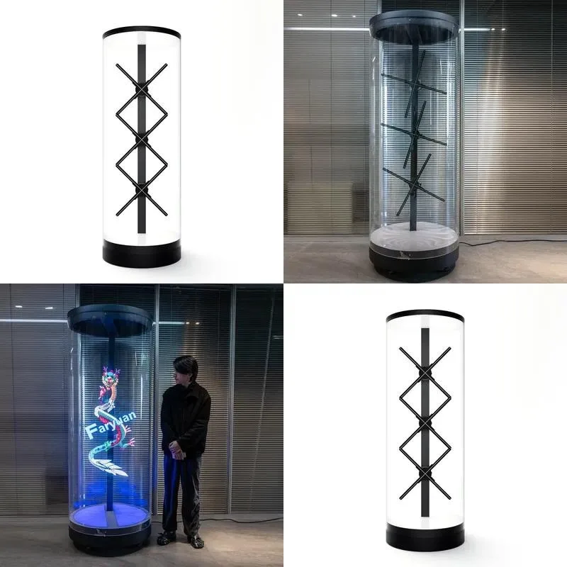 Human Hologram Light Emitting Diode Fan, 3D Display Cylinder Hologram Wall, Hologram Advertising Display