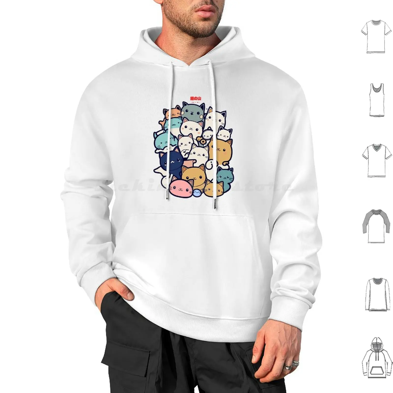 A Pile Of Cats Hoodies Long Sleeve Anime Cat Cats Cute Cats Heart Hearts Japan Japanese Kawaii Kitten Kitty Manga Pile