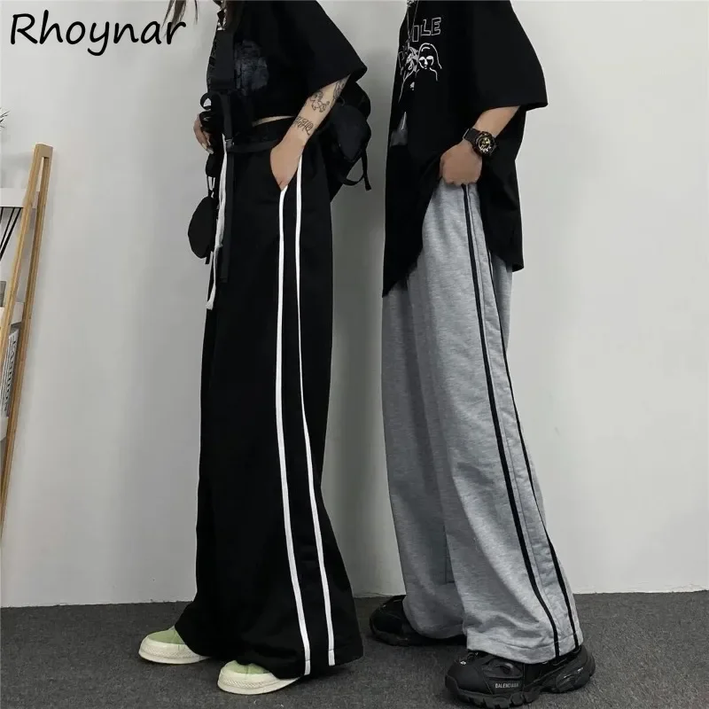 Solid Wide Leg Pants Women Spring Cool Girls Simple All-match Casual Loose Korean Style Straight High Elastic Waist Trendy Cozy